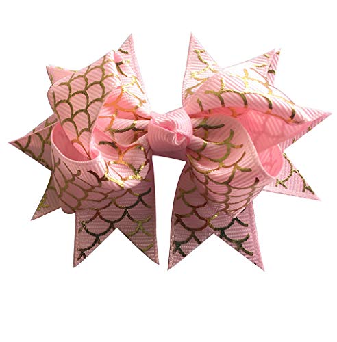 Yazon 4inch Sparkly Ribbon Bows With Alligator Clips Girls Toddler Silver Wave Printed Ribbon Hair Bows 10pcs