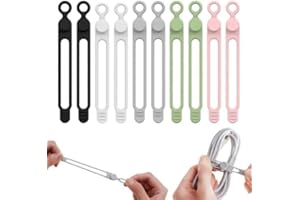 2026 Upgrade Data Cable Organizer, Reusable Silicone Cable Ties, Multipurpose Elastic Cord Organizer for Bundling and Fasteni