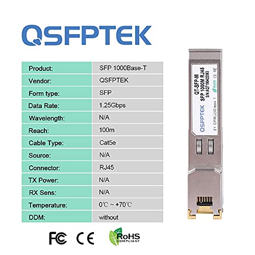 QSFPTEK-Gigabit-SFP-Copper-RJ45-Modulo-1000BASE-T-Transceptor-para-Cisco-GLC-TSFP-GE-T-Ubiquiti-UF-RJ45-1G-Netgear-Mikrotik-D-Link-Supermicro-TP-Link-Otros-interruptores-Abiertos-hasta-100m