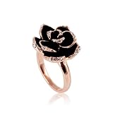 Fashion Plaza Christmas Gift Rose Black Flower Ring R340