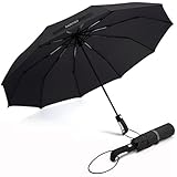 Rainygo Travel Folding Umbrella 210T 10 Ribs Strong Windproof Compact Light Weight Auto Open Close