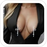 Guroenky 1 Pair Non Piercing Nipple Jewelry Noose Rhinestone Bow Nipple Ring Fake Nipple Piercing Body Chain for Women