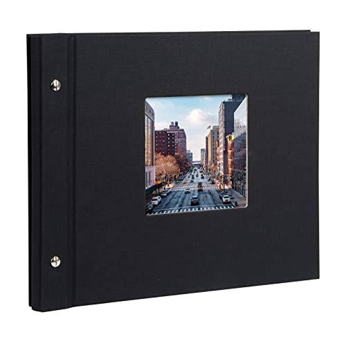goldbuch 26897 Schraubalbum mit Fensterausschnitt, Bella Vista, 30 x 25 cm, Fotoalbum mit 40 weiße Seiten mit Pergamin-Trennblättern, Album erweiterbar, Fotobuch aus Leinen, Schwarz