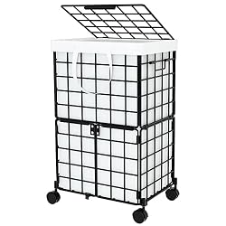 cutefafa Wire Laundry Hamper on Wheels with