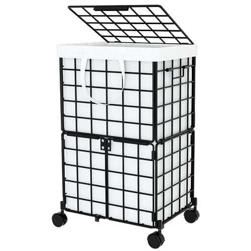 cutefafa Wire Laundry Hamper on Wheels with