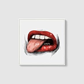Framed Canvas Wall Art Sexy Lips Canvas Prints Home Artwork Decoration for Living Room,Bedroom - 16x16 inches