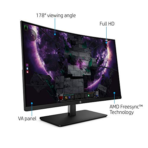 HP 27-inch Curved 144hz Gaming Monitor with AMD Freesync Technology ...
