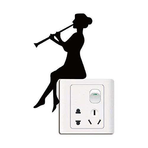 Girl Playing Clarinet Light Switch Sticker Classical Music Wall Sticker