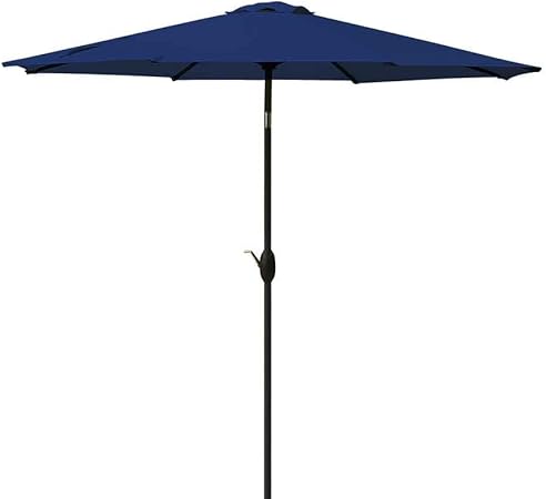 Amazon Com Bluu Patio Umbrella 9 Ft Outdoor Table Market Umbrellas With Push Button Tilt And Crank 8 Ribs Navy Blue Garden Outdoor
