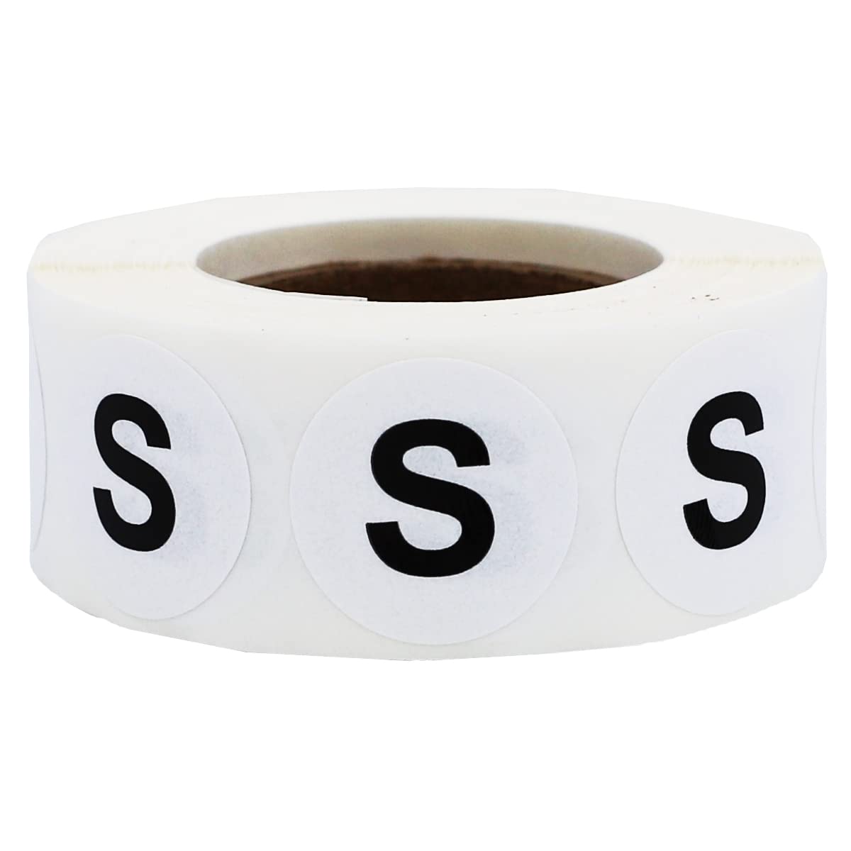 White/Black S Standard Size Stickers for Shirts 19.1 mm 0.75 Inch Round 500 Count