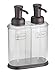 mDesign Double Soap and Lotion Dispenser Pump, for Kitchen or Bathroom Countertops - Clear/Bronze
