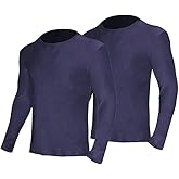 YUSHOW 2 Pack Men's Thermal Underwear Tops Long Sleeve Warm Thermal Shirts for Men Ultra Soft Base Layer