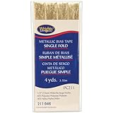 Wrights 117-211-046 Single Fold Lame Bias Tape, Gold, 4-Yard