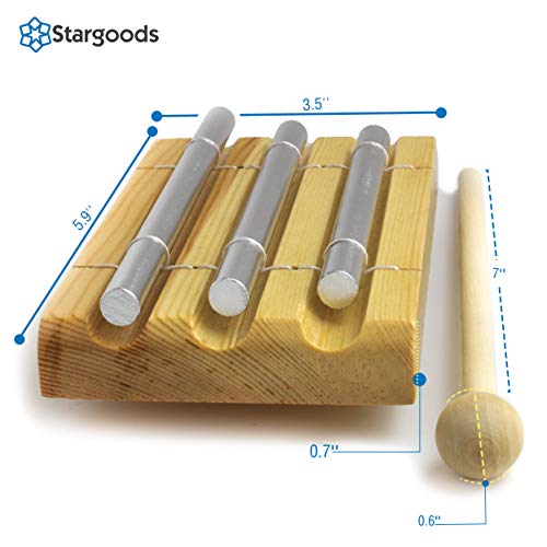 Energy Chime Three Tone with Wooden Percussion Hammer, Classroom Meditation Bell