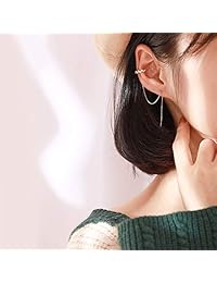 Jstyle 4Pairs Ear Cuffs Earrings Hoop Climber Crawler Earrings for Women Girls Wave Tassel Threader Chain Earring Wrap Cartilage Piercing Earrings Set