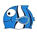 TINKSKY Cartoon Fish Shaped Swim Cap Silicone Swimming Hat For Kid (Blue)