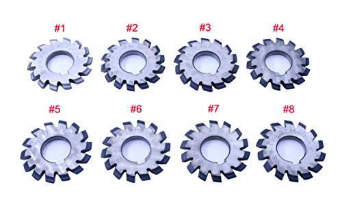 EVNSIX Dp16 PA14-1/2 Bore22 No. 1-8 Involute Gear Cutters+ 7/16 Inch 22mm R8 Shank Milling Arbor Gear Mill Cutter Holder Machine - Thumbnail 4
