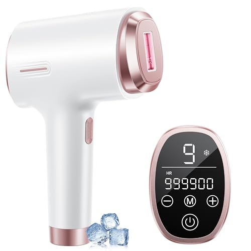 21J IPL Laser Hair Removal Device e for Women and Men, Painless Ice-Cooling Hair Laser Removal Machine at Home, IPL Hair Removal with 3 Functions & 9 Levels for Facial Bikini Arm Body Leg, Rose