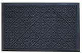 Alpine Neighbor Door Mat | Washable Indoor/Outdoor Low Profile Doormat with Fleur-de-lis Door Inspired Design Entrance Rug for Home Front Entry Garage Outside Patio Inside Floor Non-Slip Rubber (Gray)