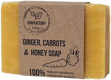Handmade 100% Natural Soap with Ginger & Carrots, Cruelty Free - 110g