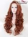 K'ryssma #350 Copper Red Lace Front Wig Glueless Auburn Long Wavy Synthetic Wigs for Women 24 inches Ginger Synthetic Wig Heat Resistant
