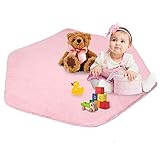 Beebeerun Kids Play Mat Pink Plush Carpet Rug Hexagon Coral Play Mat for Princess Tent