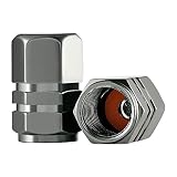 Valve-Loc Tire Valve Caps (10-Pack) Heavy-Duty Stem Covers | Dustproof, Airtight Seal | Hexagon Design | Outdoor, All-Weather, Leak-Proof Air Protection | Light-Weight Aluminum Alloy (Gun Grey)