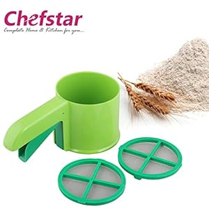 Chefstar 3-Piece Kitchen Flour Sifter Strainer, Green