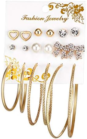 Leisial 12 Pair Pack Sets Galvanic Alloy Earrings Jewelry Multiple Round Heart Stud Earring for Women Girls Ladies Birthday Wedding (Silver-1)