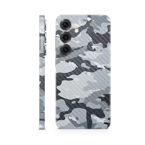 Carbon Fiber Phone Skin Compatible with Samsung Galaxy S25+ - Gray Camouflage -…