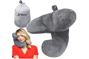 J-Pillow Travel Pillow - British Invention of The Year Winner - Chin Supporting Travel Pillows for Sleeping Airplane - Flight Pillow Supports Your Head, Neck & Chin (Silver)