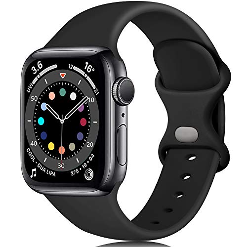 Epova Silicone Strap Compatible with Apple Watch Strap 40mm 38mm 41mm 42mm, Replacement Straps for iWatch SE 3 Series 11 10 9 8 7 6 5 4 3 2 1, Black, Small
