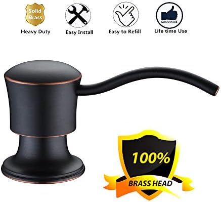 Fonveth Mount Liquid Lotion Brass Kitchen Pump Soap Dispenser,High-Capacity 320ML PET Bottle Soap Dispenser, Oil Rubbed Bronze Solid Brass Soap Dispenser with 360 Degree Rotation