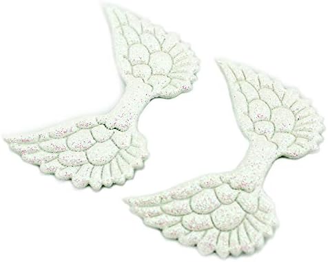 1.97" Glitter Fabric Angel Ornament Wings for Angel Doll Making, Hair Accessory, DIY Craft Supplies - Pack of 50 PCS (Glitter White)