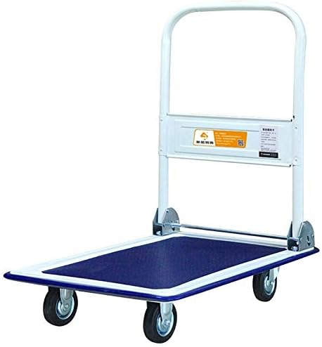 GFFTYX Folding Hand Truck Trolley - Household Folding Carts Express Shopping Flatbeds Mute Pulling Trucks - Load 150 To 300 Kg - S-73 * 47 * 80cm, L-90 * 60 * 86cm ( Color : Blue , Size : 47*73*80CM )