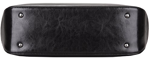 Heshe Leather Womens Handbags Totes Top Handle Bags Shoulder Bag Satchels for Ladies with Long Cross Body Strap Structured Designer Purses (Black-r)