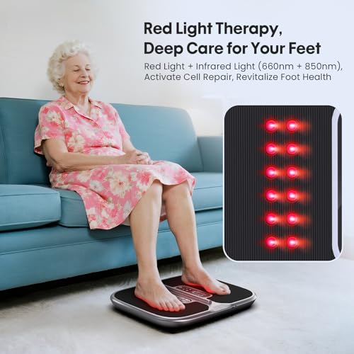 Medic Blood Circulation Stimulator Legs and Feet with Red Light Therapy (660 + 850 NM), EMS Foot Massager with Double Physiotherapy, with Magnetic Remote Control and Included Carry Bag