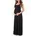 Women's Ruched Sleeveless Maternity Dress by Mother Bee - Made in USA,Black,Small