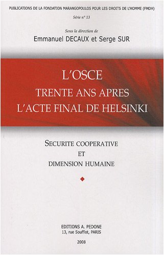L' OSCE trente ans après l'acte final de Helsinki