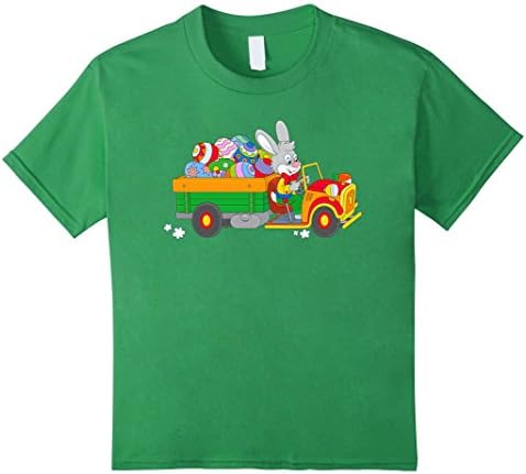 Kids Easter Bunny with Egg Truck Easter T-Shirt 8 Grass