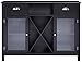 King's Brand Wood Wine Rack Console Sideboard Table with Drawers and Storage, Black Finish