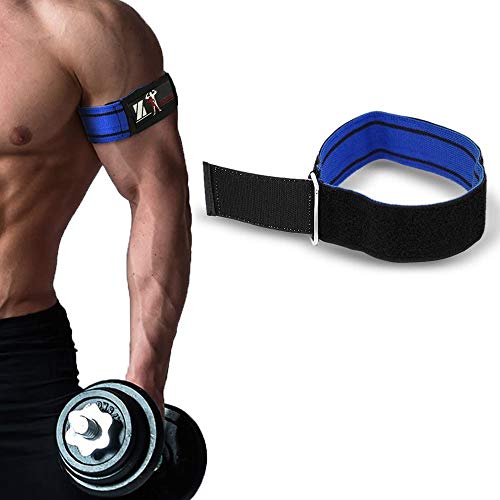 Occlusion Training Bands Blood Flow Restriction Training Bands Fitness [2 PCS] Grow Muscle Without Lifting Heavy Weights - Strong Elastic Strap Quick-Release Cam Buckle (Blue-L-2-Black, 28 inch)
