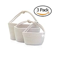 ICEBLUE HD Set of 3 Cotton Rope Baskets Handle Storage Baskets Wall Hanging Woven Baskets Bathroom Hanging Baskets Wall Woven Baskets 3 Size-Beige