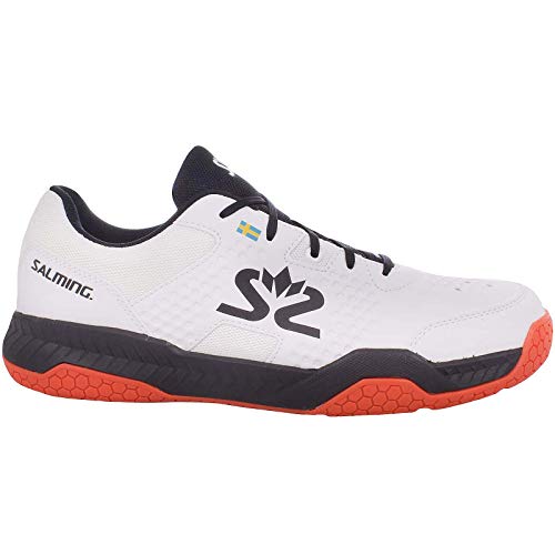 Salming Men's Hawk Court Squash Indoor Multisport Shoes, White/Black/New FlameRed, 12 - Thumbnail 4