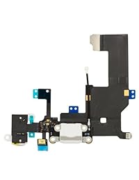 theperfectpart Repuesto Original De iPhone 5 Puerto de carga Dock y auriculares Jack Conector Flex Cable para iPhone 5, color blanco