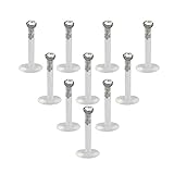 Ruifan 10PCS 16G Clear UV Flexible Acrylic 2mm Clear CZ Gem Labret Monroe Lip Ring/ Tragus/ Helix/ Cartilage Earring Stud Barbell,6mm Bar Length Body Piercing Jewelry