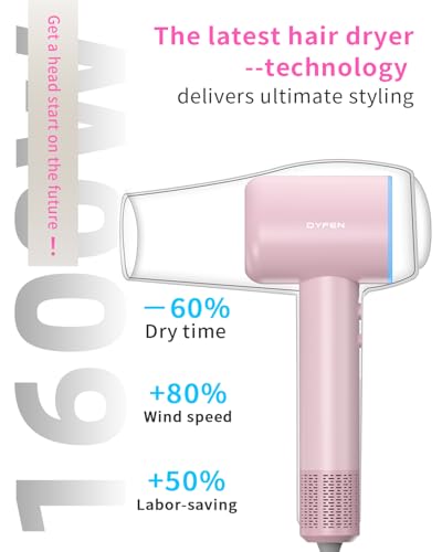 Secador de Pelo Iónico de Alta Velocidad de 110000 Rpm, Secado Rápido, Secador Pelo Profesional de Iones Negativos de 200 Millones, 3 Configuraciones de Temperatura, Bajo Nivel de Ruido (pink)