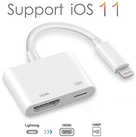 Lightning to HDMI, Lightning Digital AV Adapter with Lightning Charging Port for 1080P HD TV Display Monitor Projector for iPhone, iPad and iPod Models