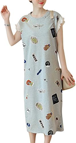 Shoeshop Top Womens Fashion Printed Pleated Big Yards Dresses Made in China (Size:M-3XL 1 Colour) (M, Grey)