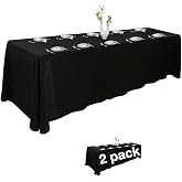 Extra Large Table Cloths for 8+ft Rectangle Tables, Black. 90x156in. 2pk | For Tables Seat 8-10 Person, Machine Washable Reuseable, Ideal for Banquet, Weddings and Restaurants